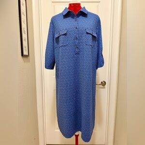 J. McLaughlin Blue Geometric Long Sleeve Dress, sz XXL